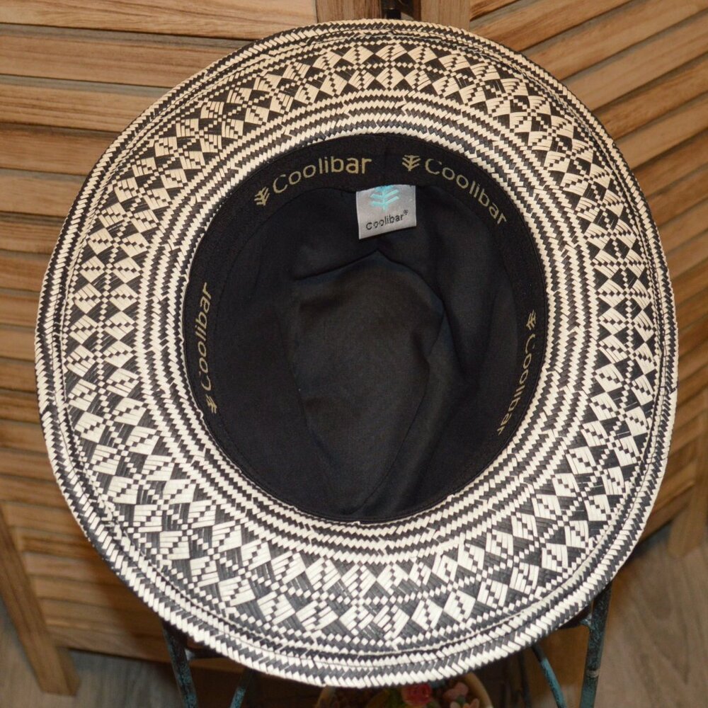 Coolibar Hat Gray/White Geometric Pattern Fedora … - image 6